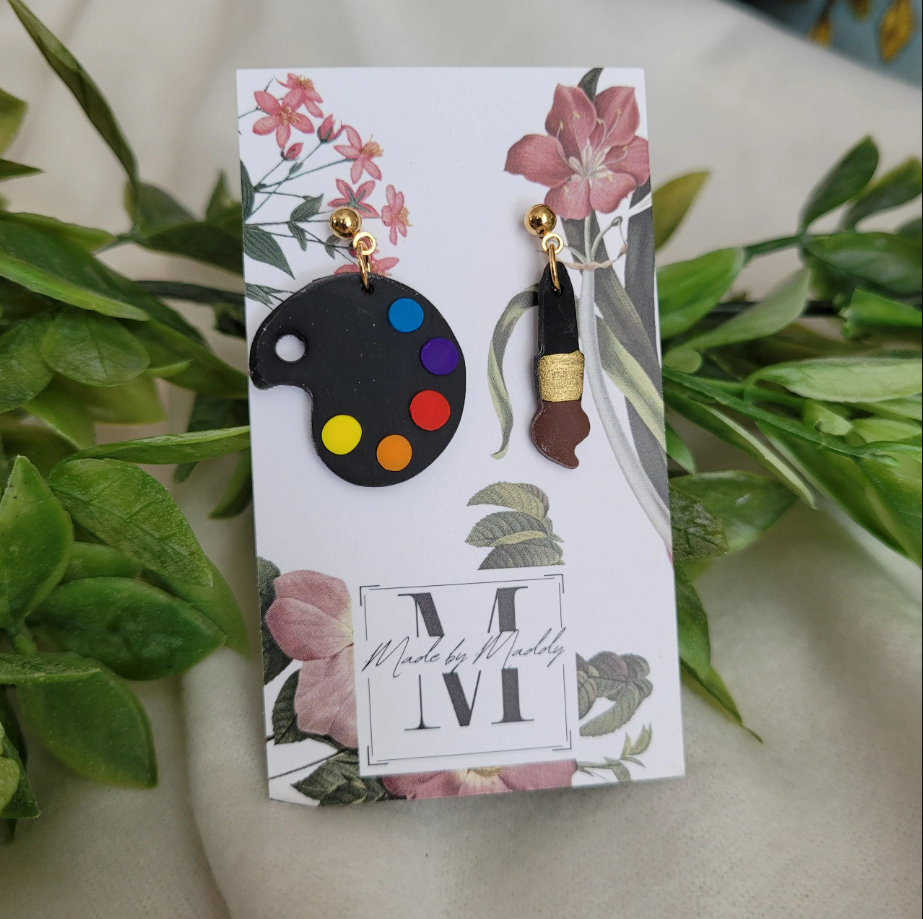 Artist Collection: Palette and narrow brush earrings